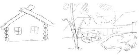 Поэтапное рисование села