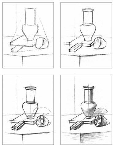 Этапы рисования натюрморта