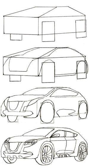 Этапы рисования автомобилей