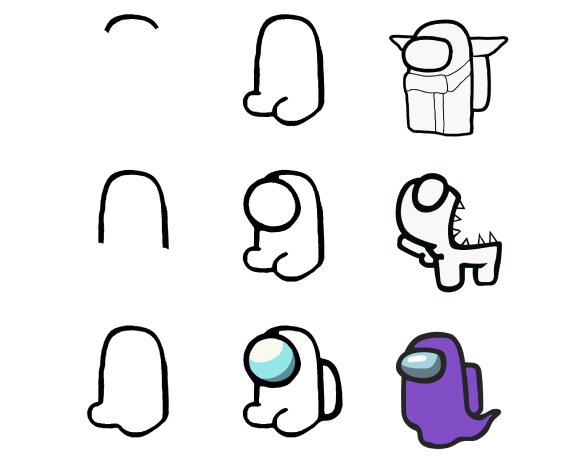 Как нарисовать амонг АС буквы