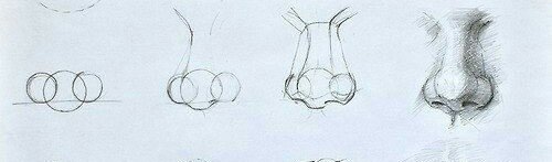 Поэтапное рисование носа человека карандашом