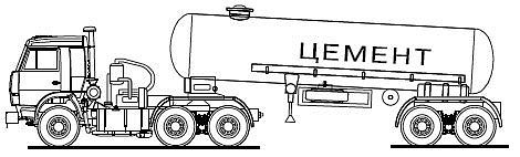 Чертеж КАМАЗ 54115 С прицепом бензовоз
