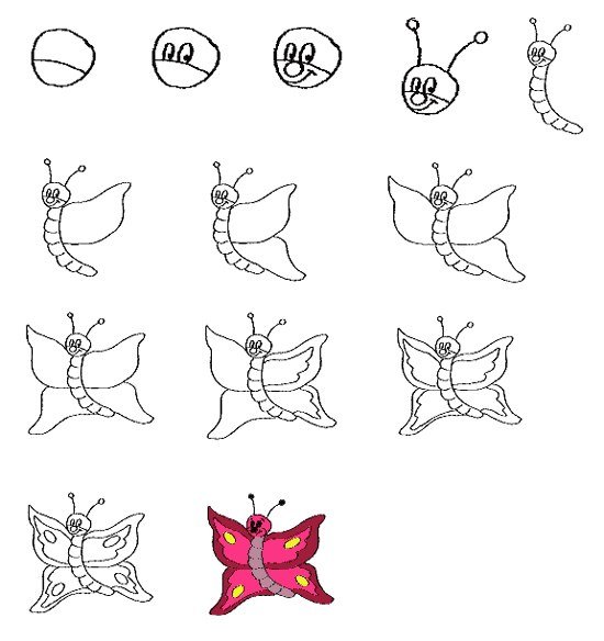 Рисуем бабочку поэтапно