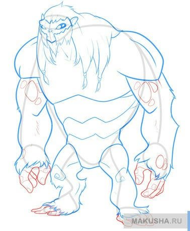 Монстр карандашом поэтапно