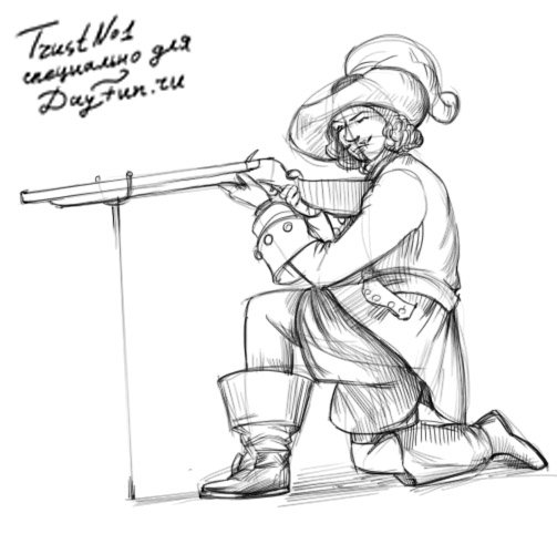 Мушкетер рисунок карандашом легко