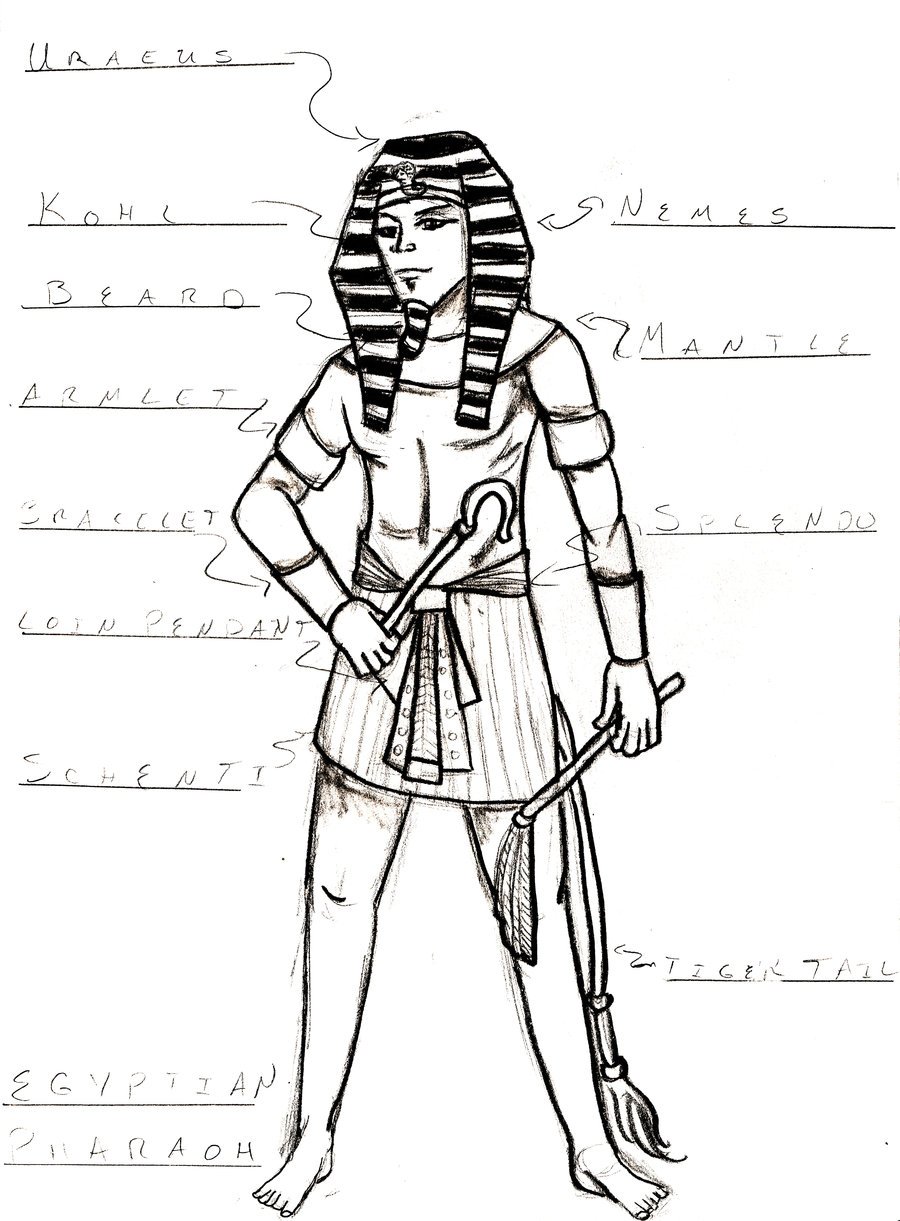 Костюм фараона древнего Египта рисунок