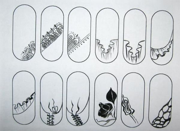Схемы рисунков на ногтях
