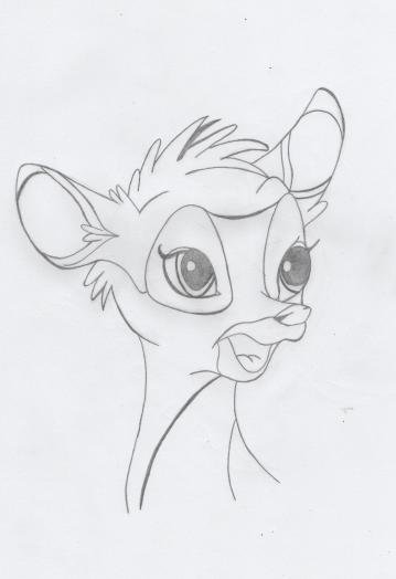 Бэмби рисунок карандашом лёгкие