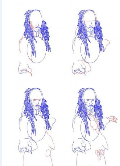 Джек поэтапно карандашом