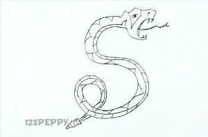 Змея карандашом для детей