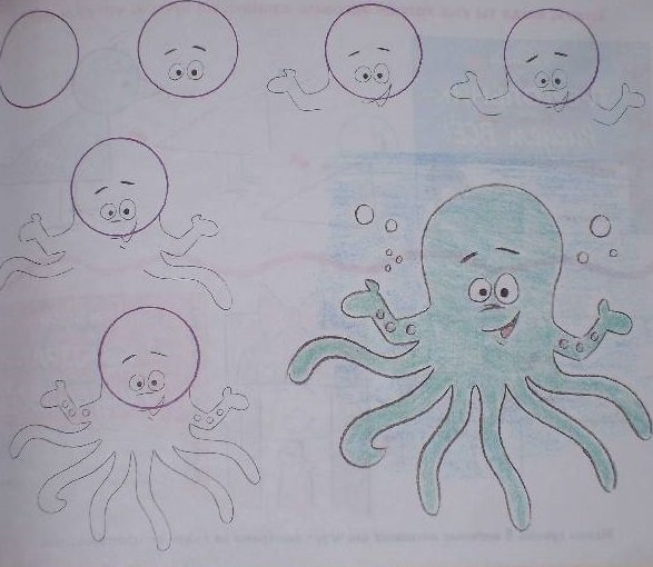 Осьминог рисование для детей