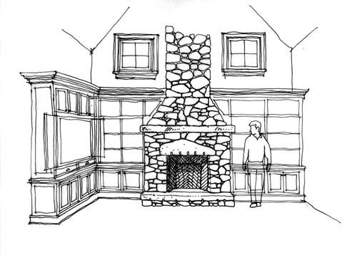 Камин угловой рисунок