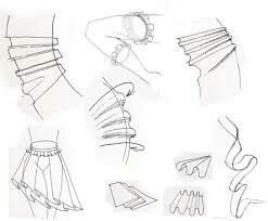 Складки на одежде карандашом на платье