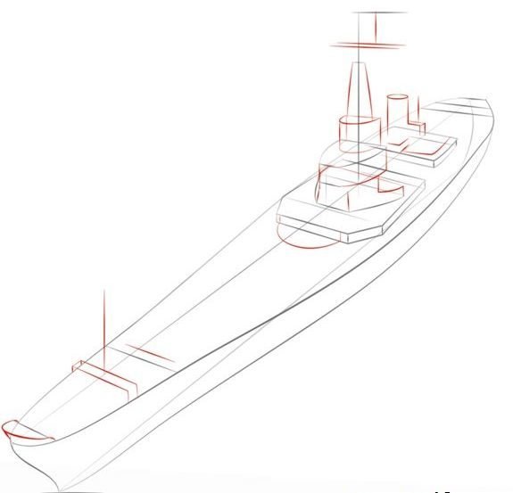 Поэтапное рисование военного корабля