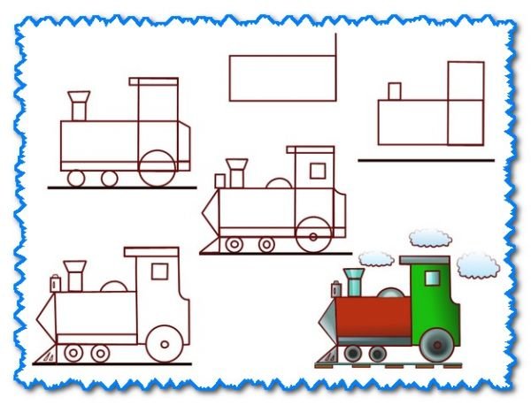 Поэтапное рисование поезда