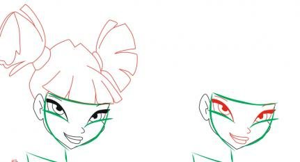 Музы из Винкс пошаговое рисование лица