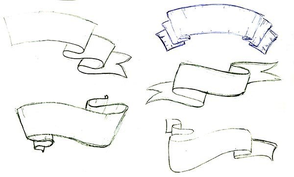 Ленточка рисунок карандашом