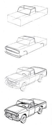 Рисуем пикап поэтапно для детей