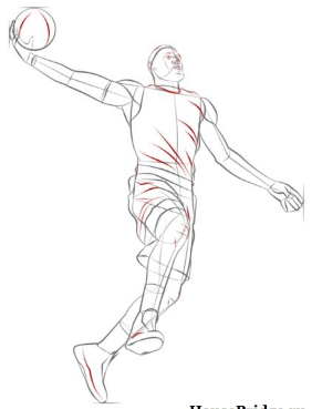 Баскетболист нарисовать поэтапно карандашом