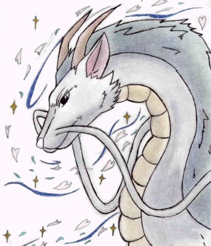 Хаку Унесённые призраками дракон черно белое