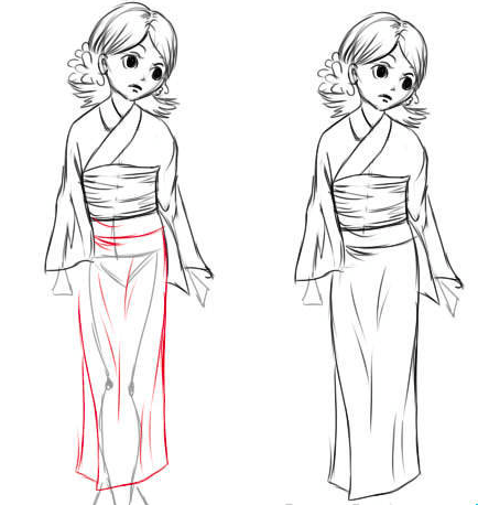 Японское кимоно карандашом