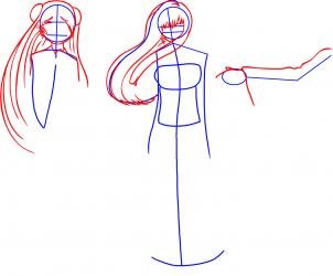 Девушка в кимоно поэтапно