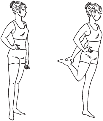 Упражнение стоя с согнутой голенью