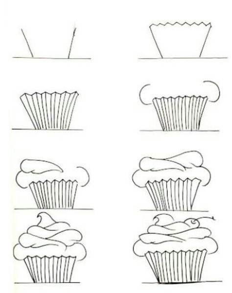 Поэтапное рисование кекса