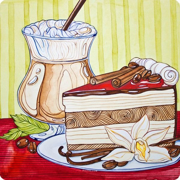 Поэтапный рисунок торта