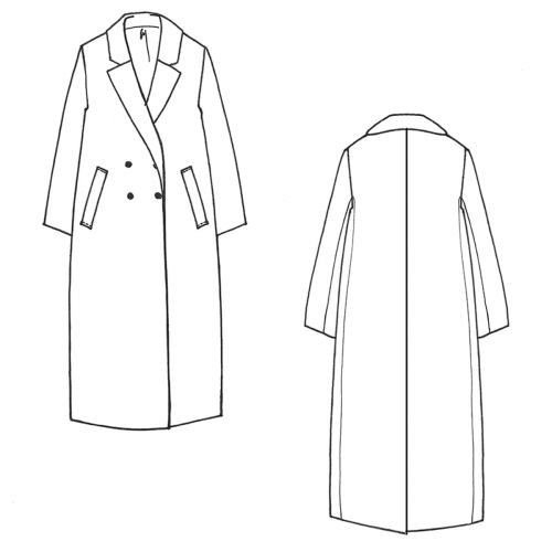 Эскиз длинного пальто