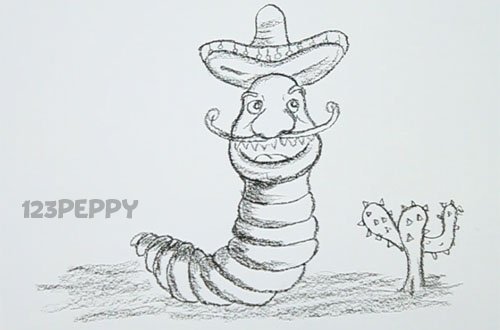 Червяк в шляпе рисунок