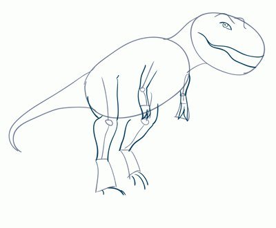 Тираннозавр нарисовать ребенку пошагово