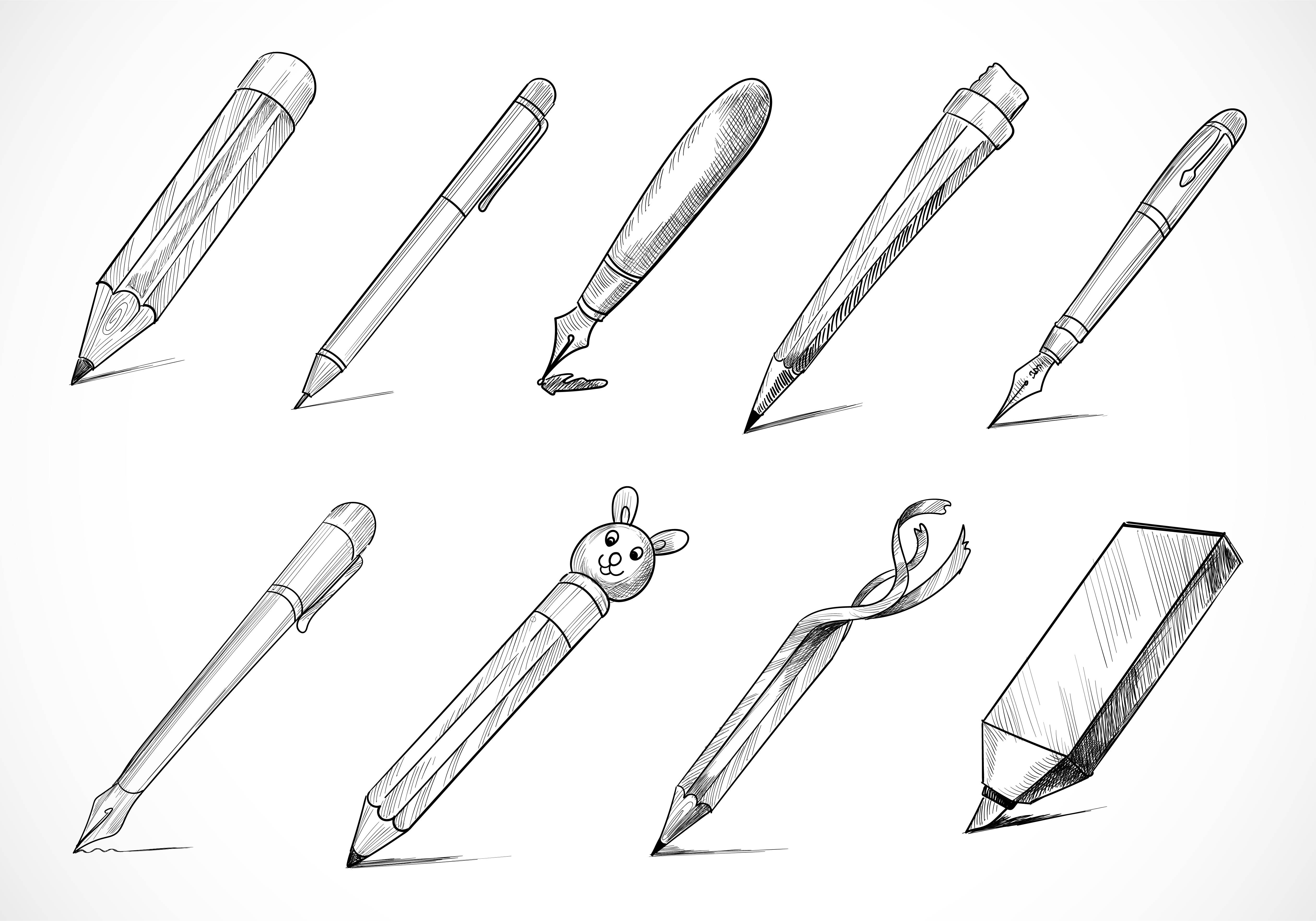 Pen pencil book. Эскизы ручкой. Набросок ручки. Ручки и карандаши. Эскиз ручки.