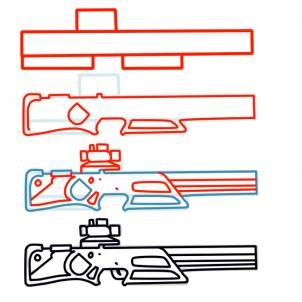 Поэтапный рисунок ружья