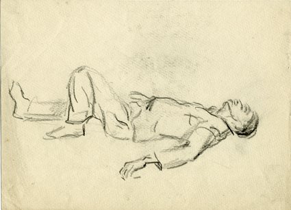 Набросок лежащего человека