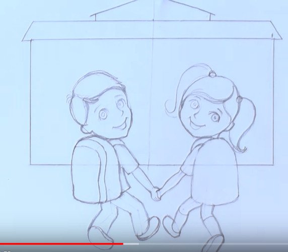 Рисование мальчика и девочки пошагово