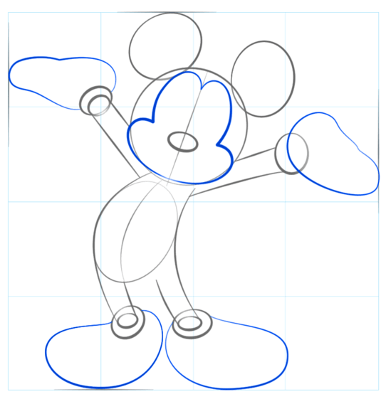 Нарисовать Микки Мауса поэтапно