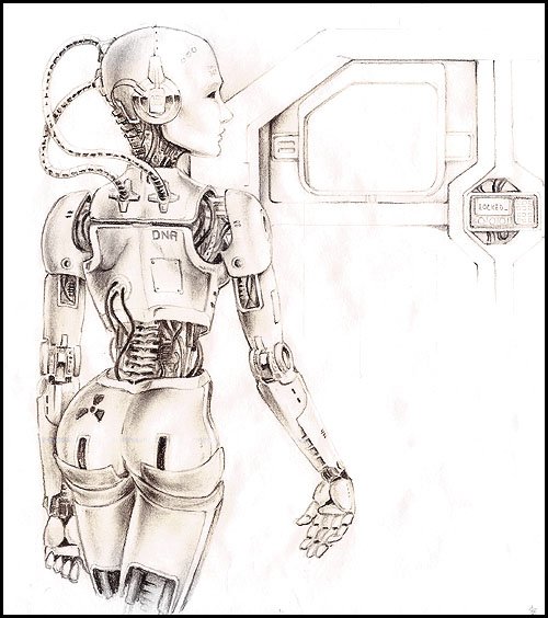 Девушка киборг рисунок