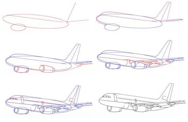 Нарисованный самолет сбоку
