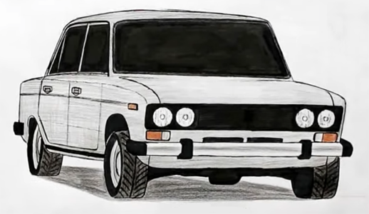 ВАЗ 2106 спереди карандашом
