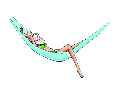 Девочка в гамаке рисунок