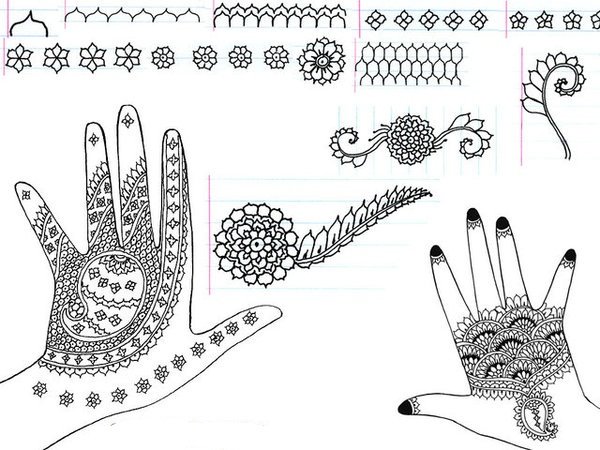 Узоры для рисования хной простые