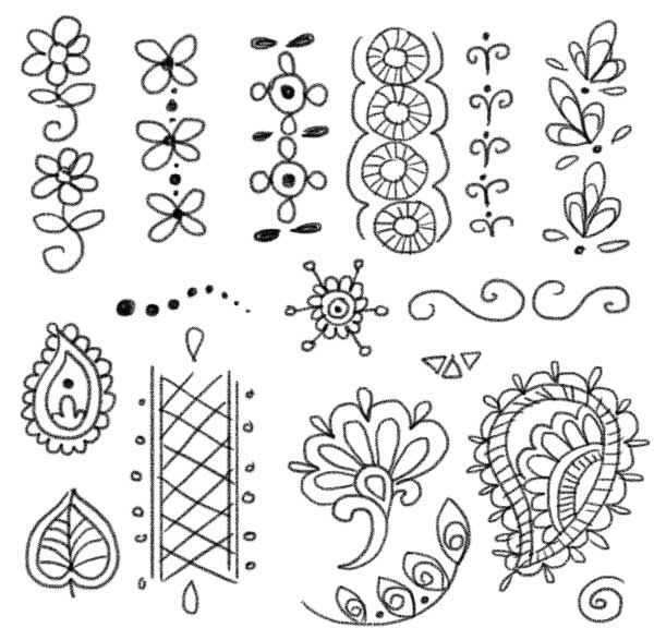 Рисунок мехенди на листе красками