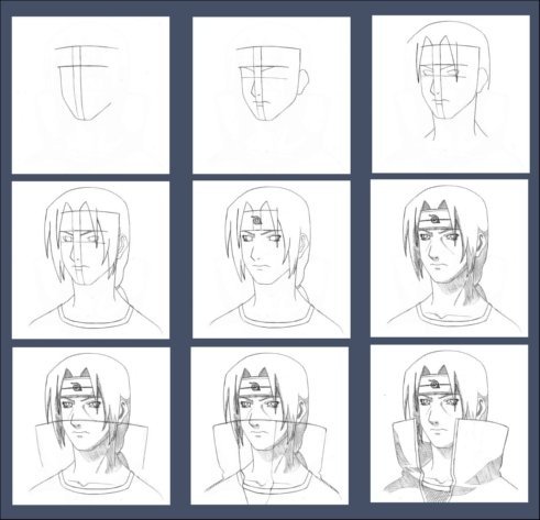 Поэтапное рисование Итачи