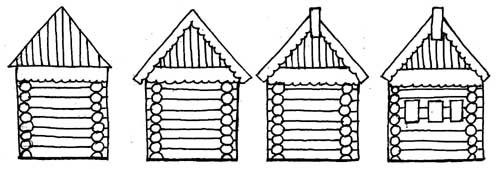 Этапы рисования избы