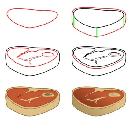 Поэтапное рисование еды