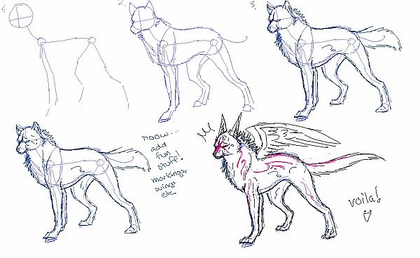 Схема рисования волка