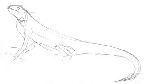 Человек с хвостом игуаны зарисовка