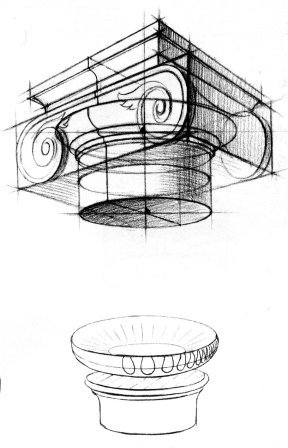 Гипсовая Капитель рисунок карандашом
