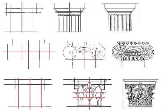 Ионическая Капитель Академический рисунок